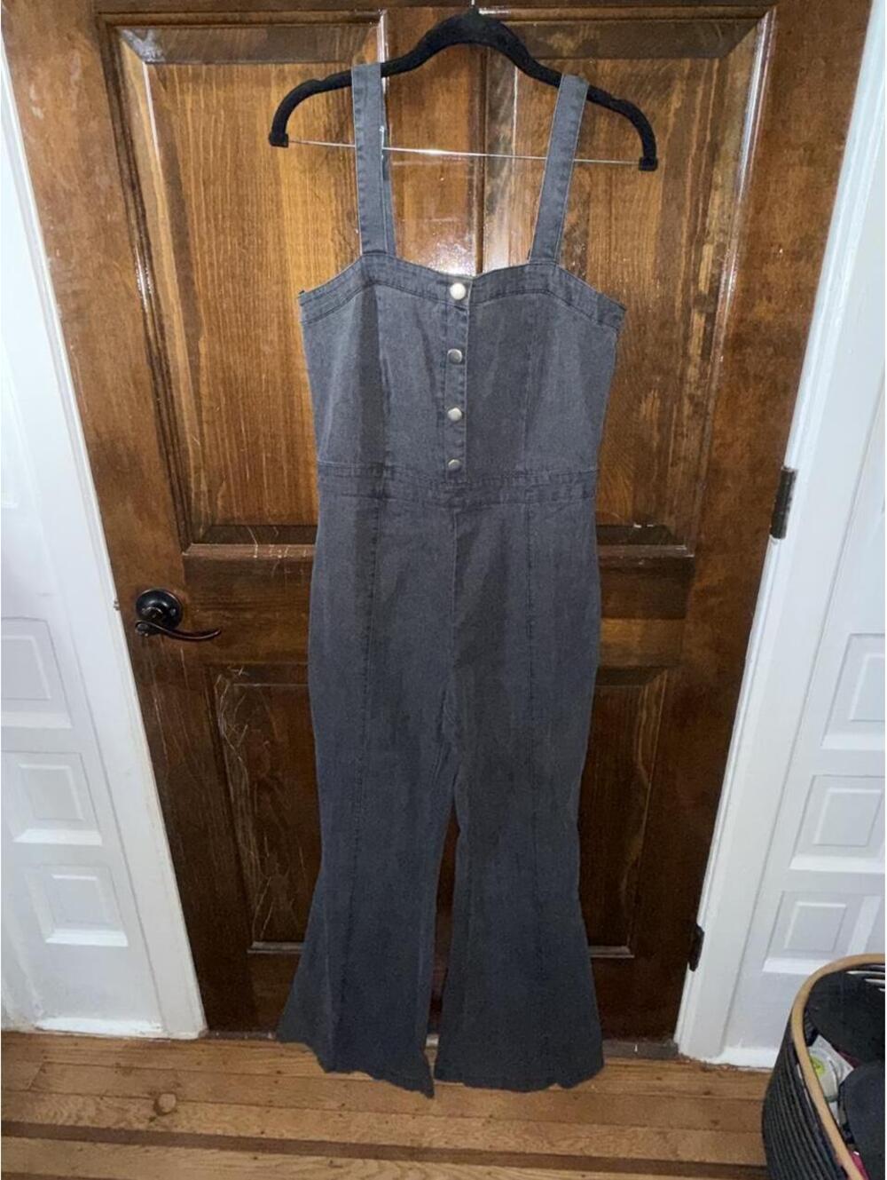 Women's Grey and Black Jumpsuit